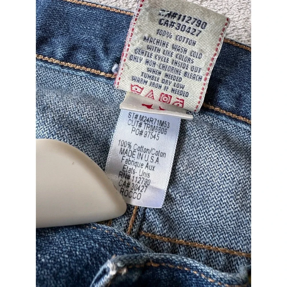 True Religion Mens Rocco Slim Jeans 28 x 32.5 Blue Distressed USA Y2K Skinny